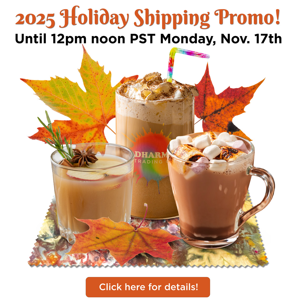 The Holiday Shipping Promo is Here Until 12pm noon PST Monday, Nov. 17th