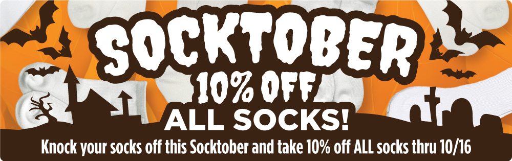 All socks are 10% off until 10/16