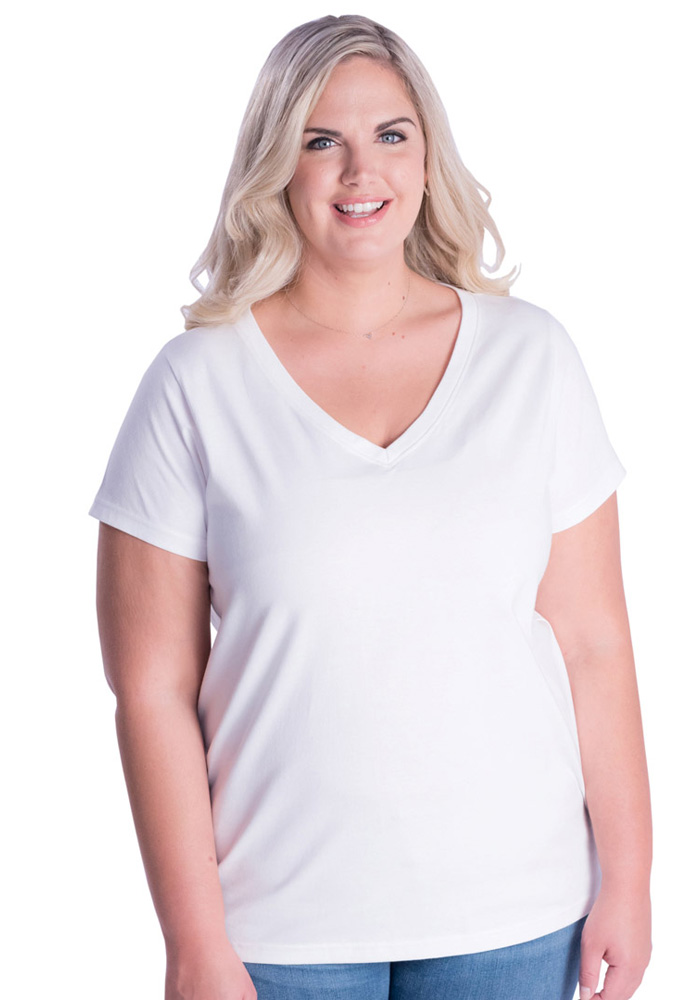 Ladies Curvy V-Neck Premium Jersey Tee 