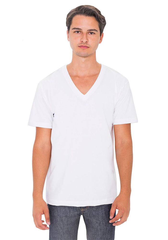 2456 American Apparel Unisex USA Made Fine Jersey Short-Sleeve V-Neck T-Shirt 