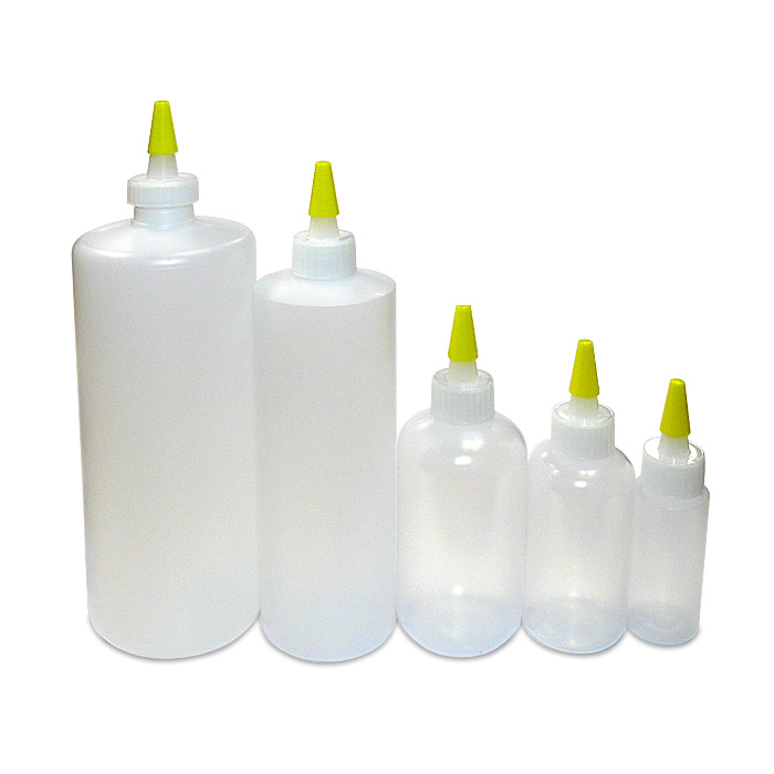 Bignay Pack of 2 Plastic Squeeze Bottles with Twist On Cap Lids and 1 & 3 Nozzle Squeeze Bottles 