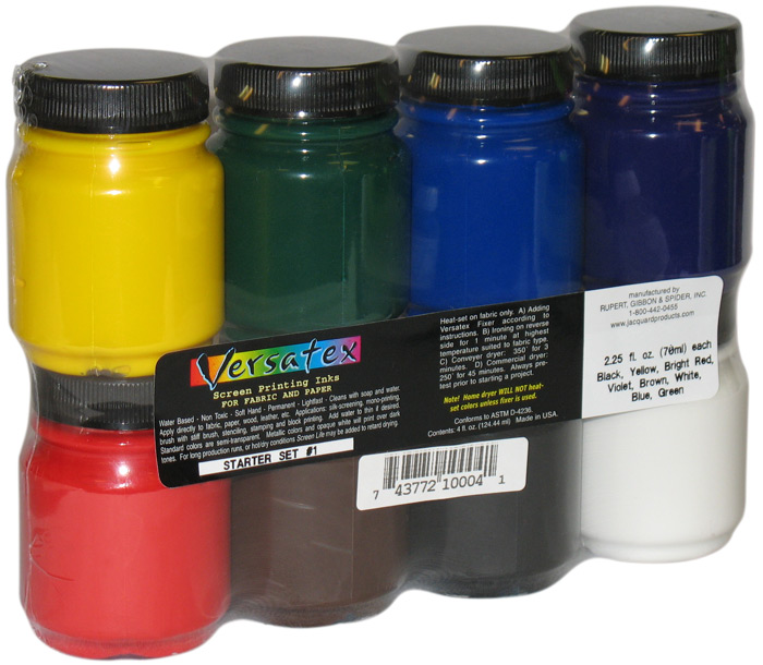 Speedball Fabric Screen Printing Ink - Basic Colors, Set of 4, 4 oz, Jars