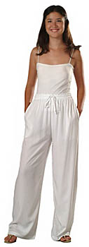 Rayon Elastic Waist Drawstring Pants