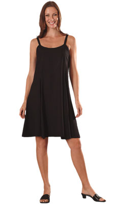 Black Rayon Short Ribbon Strap Dress