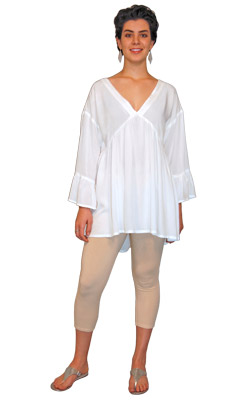X-Front Tunic with Flounced Sleeves
