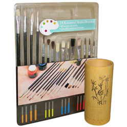 Bamboo Brush Cup w/ Fabric Painting Brush Set