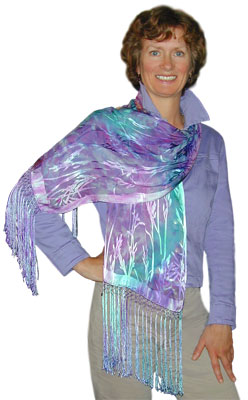 Lavender Garden Hand Dyed Silk and Rayon Devore Scarf