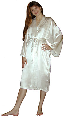white silk dressing gown