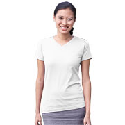 Ladies Fine Jersey Longer Length V-Neck T-Shirt
