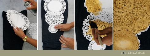 Adhere doilies and start painting