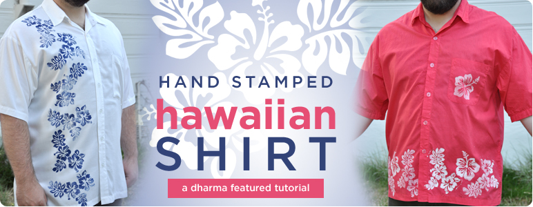 Hand Stamped Hawaiian Shirt