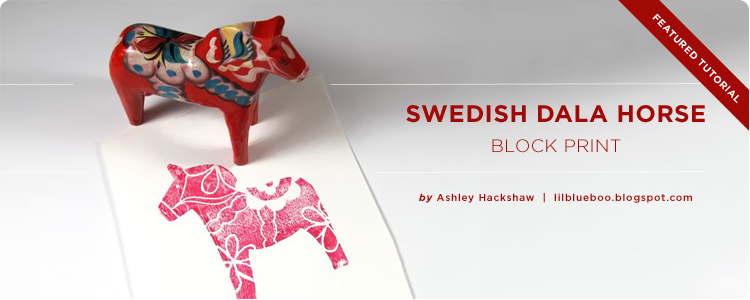 Swedish Dala Horse Block Print