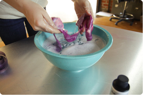 Soapy hot water to wash out the excess