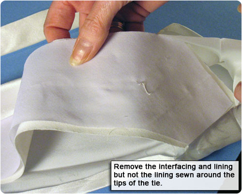 Remove interfacing but not tip lining