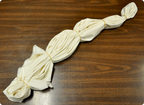 Pleat and bind with rubber bands
